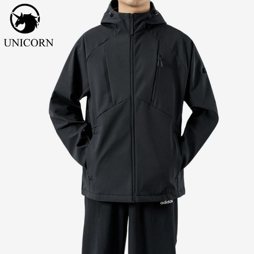 Adidas/阿迪达斯正品冲锋衣新款男黑色骑行经典夹克外套KG8966