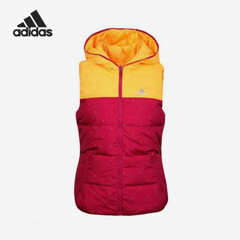 Adidas阿迪达斯正品女子训练女士保暖双面穿拉链羽绒马甲M68748