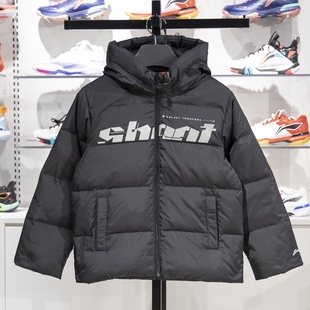 男大童反光防泼水宽松鸭绒连帽羽绒服YYMU023 新款 冬季 李宁正品