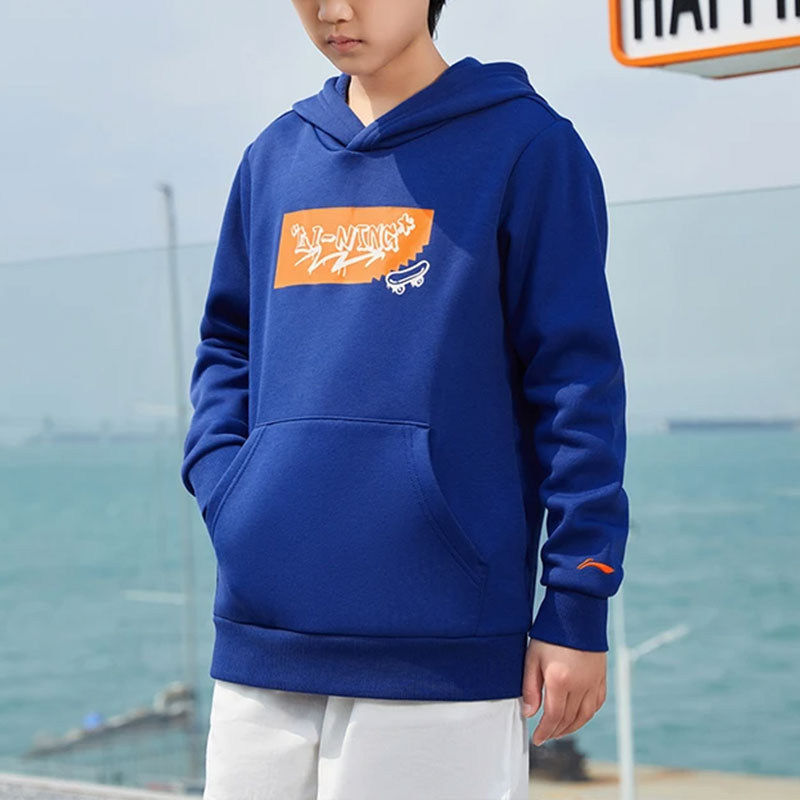 李宁正品男女大童运动生活系列套头连帽秋运动服卫衣新款YWDR524图片