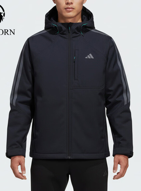 Adidas/阿迪达斯正品Softshell男士连帽经典拉链软壳外套KR2498
