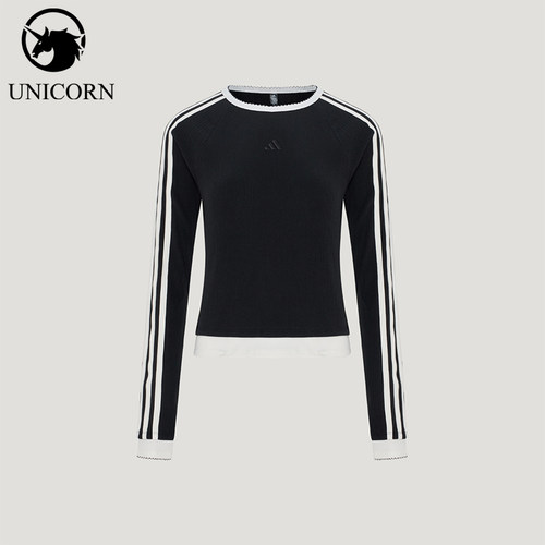 Adidas/阿迪达斯正品DCE RIB LS TEE女士修身长袖T恤LD8789