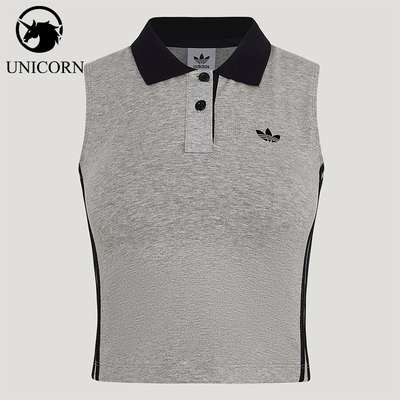 Adidas/阿迪达斯正品三叶草女士透气翻领针织POLO领背心T恤KY5694