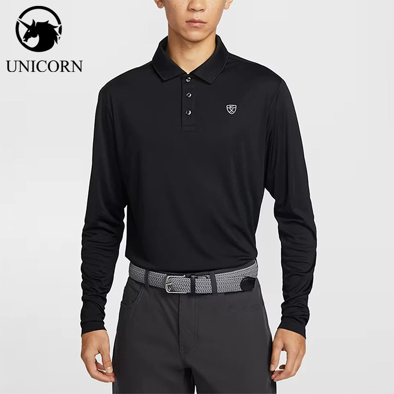 Nike/耐克正品高尔夫长袖Polo衫新款男经典黑色Polo衫IB0232-010