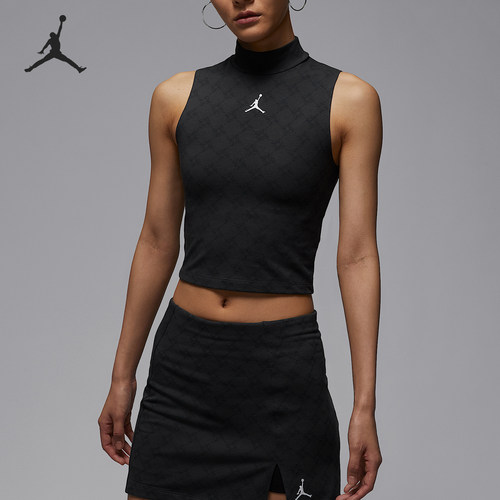 Nike/耐克正品JORDAN女士针织企领无袖短款背心HQ9226-010