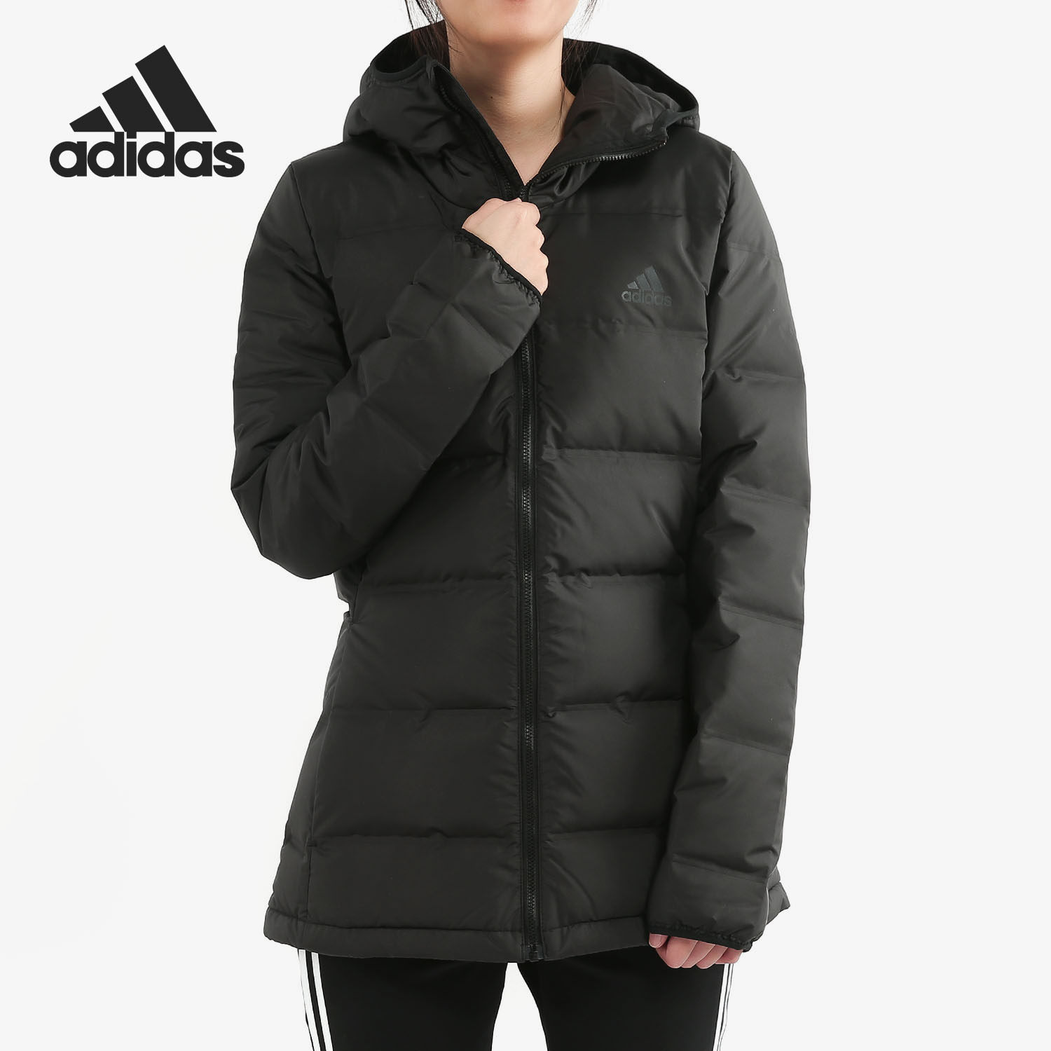 Adidas/阿迪达斯官方正品女子户外保暖连帽运动鸭绒羽绒服 BQ1935