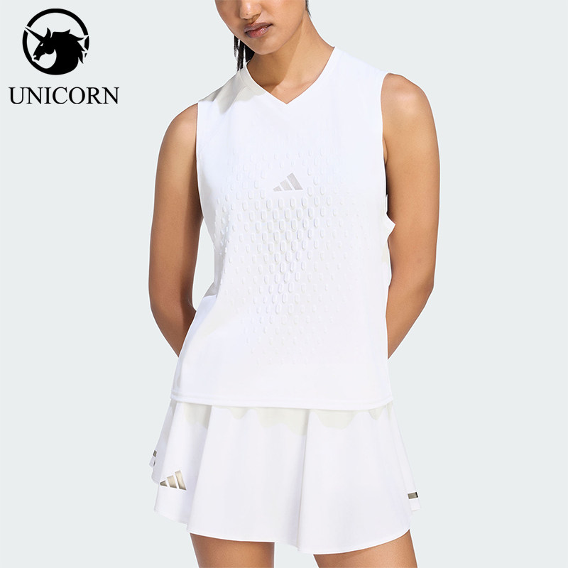 Adidas/阿迪达斯正品女士运动舒适透气V领无袖背心上衣KY1370