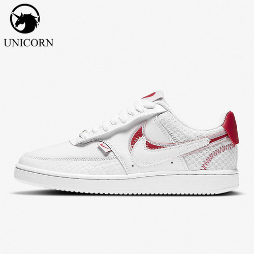 Nike/耐克正品CourtVision1双钩新款女经典白红色板鞋CI7827-100