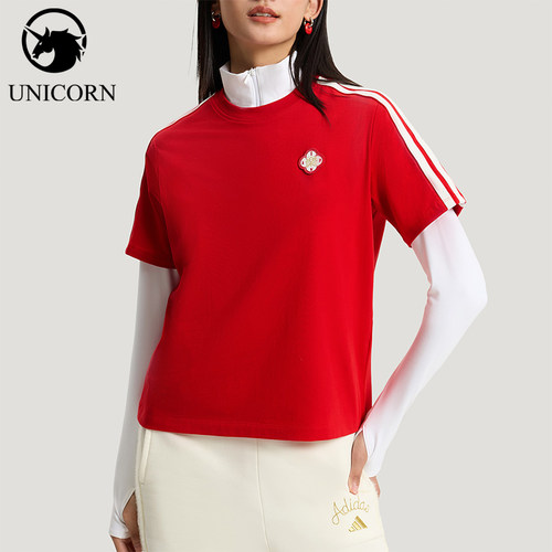 Adidas/阿迪达斯正品2025女士日常圆领套头透气运动短袖KV0506