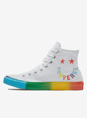 Converse匡威 Smile彩虹字母笑脸情侣高帮休闲运动帆布鞋168123C