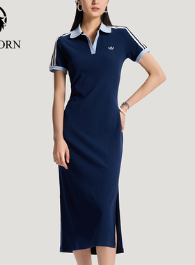 Adidas/阿迪达斯正品三叶草女士时尚日常经典修身连衣裙KY5698