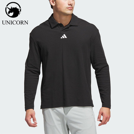 Adidas/阿迪达斯正品2025男士经典高尔夫运动长袖POLO衫JN3038