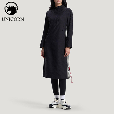 Adidas/阿迪达斯正品春季女士休闲时尚竹叶纹提花连衣裙HY2133