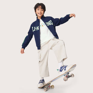 李宁正品 卫衣YWDU429 运动生活系列男女小大童加绒抗菌宽松开衫