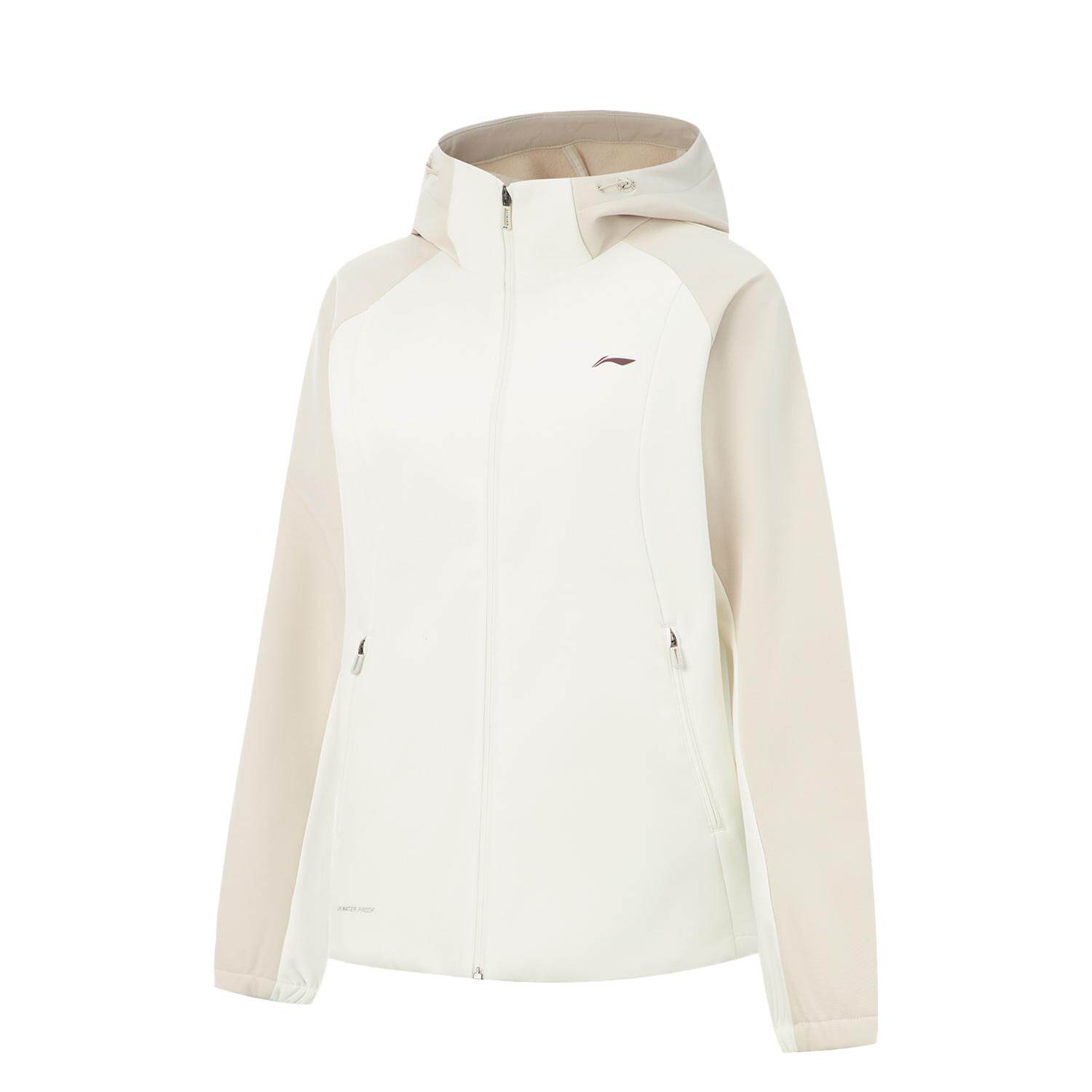 李宁正品2025秋季女子防泼水宽松抓绒连帽健身运动风衣AFDVB70