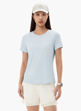 李宁正品女子凉爽宽松圆领品牌LOGO字母正肩短袖T恤ATSW334-9