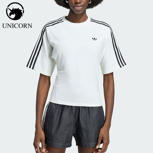 Adidas/阿迪达斯官方正品三叶草女士休闲修身圆领短袖T恤KY5093