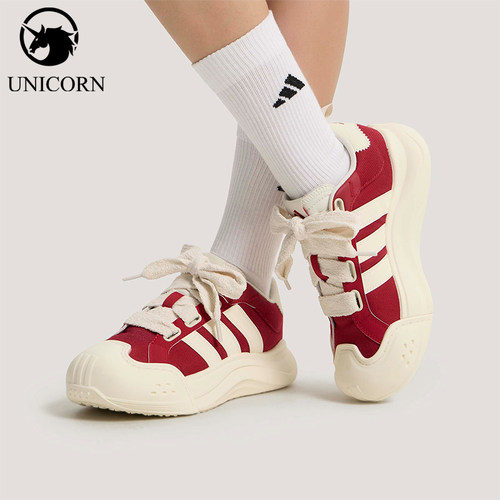 Adidas/阿迪达斯正品2026女士系带网球潮流厚底耐磨运动鞋KH7981