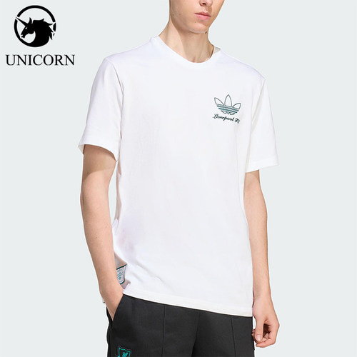 Adidas/阿迪达斯正品三叶草男士套头运动足球透气圆领短袖JZ1593
