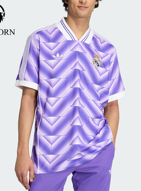 Adidas/阿迪达斯正品皇家马德里男士V领宽松足球运动T恤JN3055