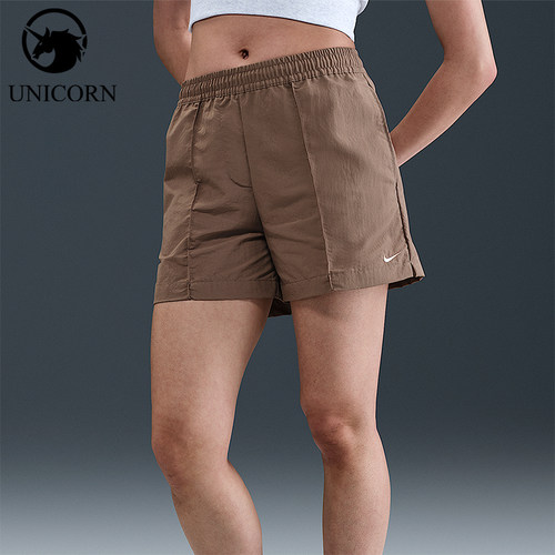 Nike/耐克正品纯色松紧腰三分休闲短裤新款经典女短裤FV6623-233