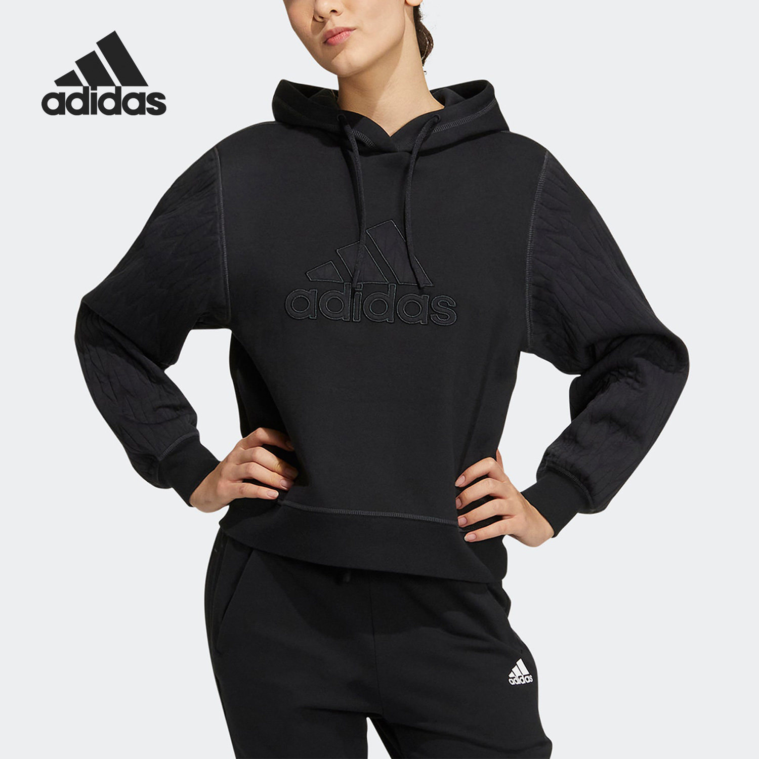 Adidas/阿迪达斯正品新款针织保暖女子运动套头卫衣HM7106