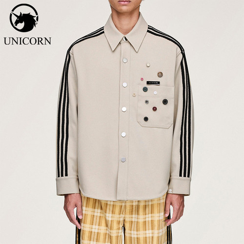 Adidas/阿迪达斯正品三叶草男女休闲长袖宽松条纹运动衬衫KC3141