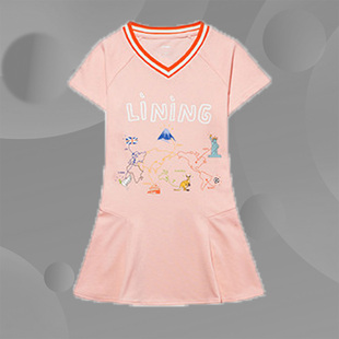 李宁儿童运动裙夏款 可爱连衣裙YSKQ074 女童运动生活系列时尚