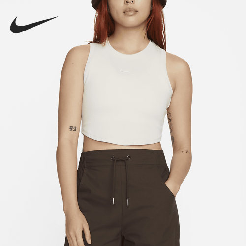 Nike/耐克正品休闲透气女子刺绣罗纹短款运动背心FB8280-104