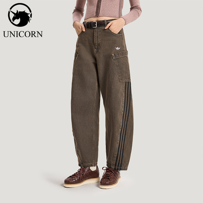 Adidas/阿迪达斯官方正品三叶草DENIMJOGERS新款女牛仔裤KR2627