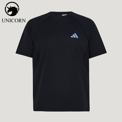 Adidas/阿迪达斯官方正品新款男黑色训练凉感速干短袖T恤IA6093