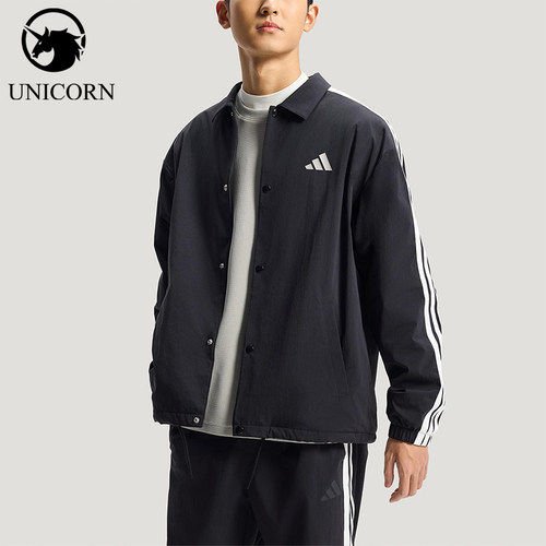 Adidas/阿迪达斯正品2025冬季款男士日常翻领宽松耐穿外套KR2499