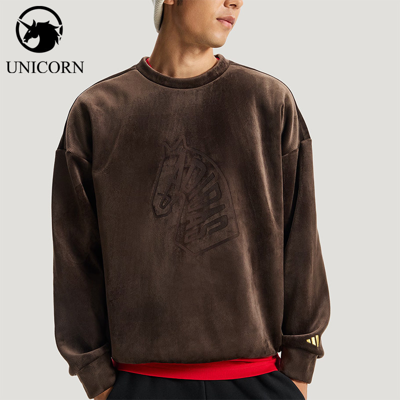 Adidas/阿迪达斯官方正品NYR GFX SWT男士潮流加绒休闲卫衣KE4067