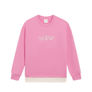 大童撞色设计时尚 秋款 印花套头无帽卫衣YWDR534 李宁正品 Lining