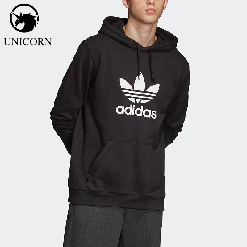 Adidas/阿迪达斯正品三叶草男士经典连帽套头运动印花卫衣DT7964