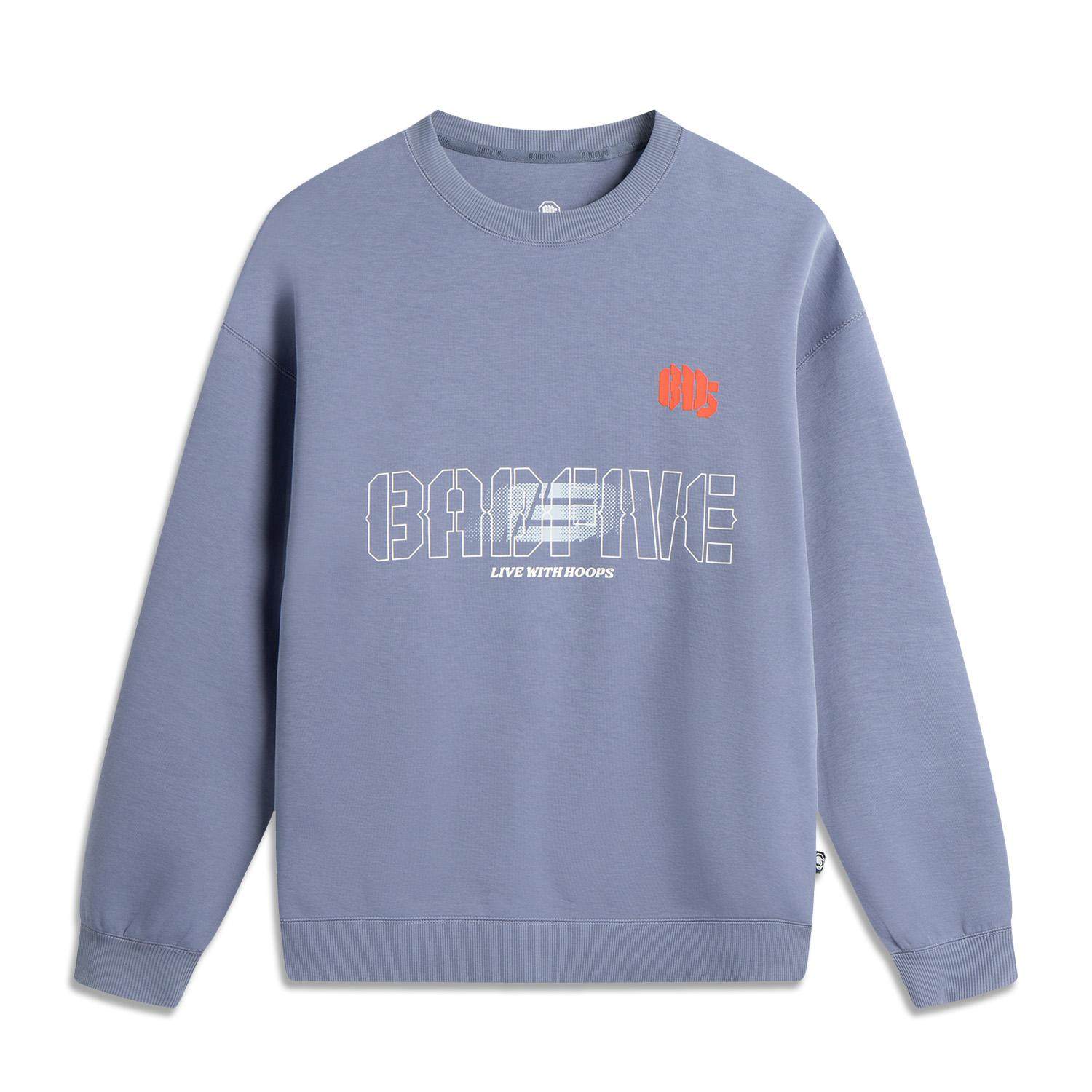 李宁正品反伍BADFIVE男子字母印花时尚圆领宽松套头卫衣AWDV323