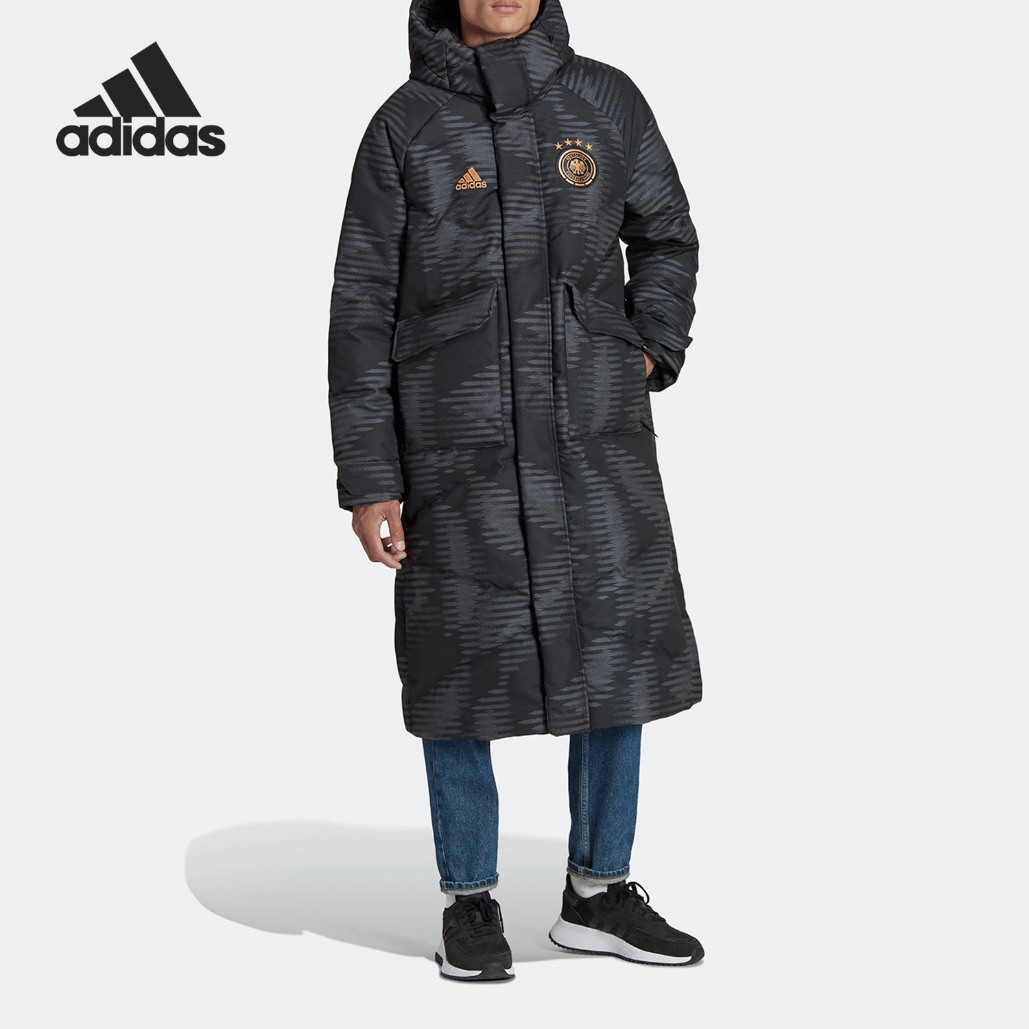 Adidas/阿迪达斯官方正品男子休闲足球运动保暖长款羽绒服 HF4062