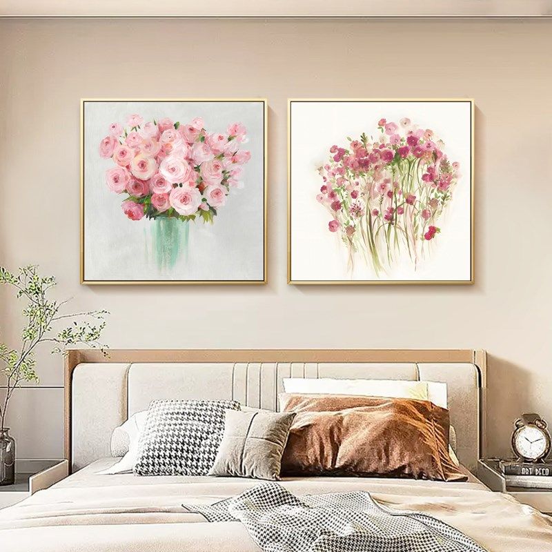 轻奢客厅沙发背景墙装饰画现代简约卧室床头挂画简欧餐厅壁画花卉