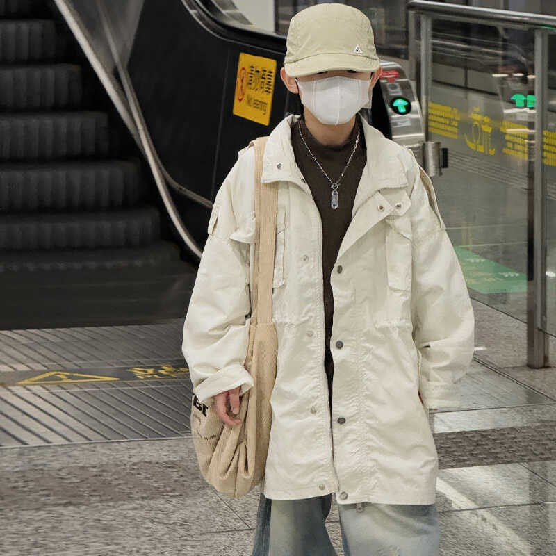 男童外套春秋韩版中长款2024秋装新款儿童洋气风衣小男孩帅气大衣图片