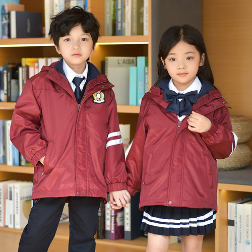 幼儿园园服外套秋冬季初中小学生冲锋衣校服儿童套装英伦学院风班