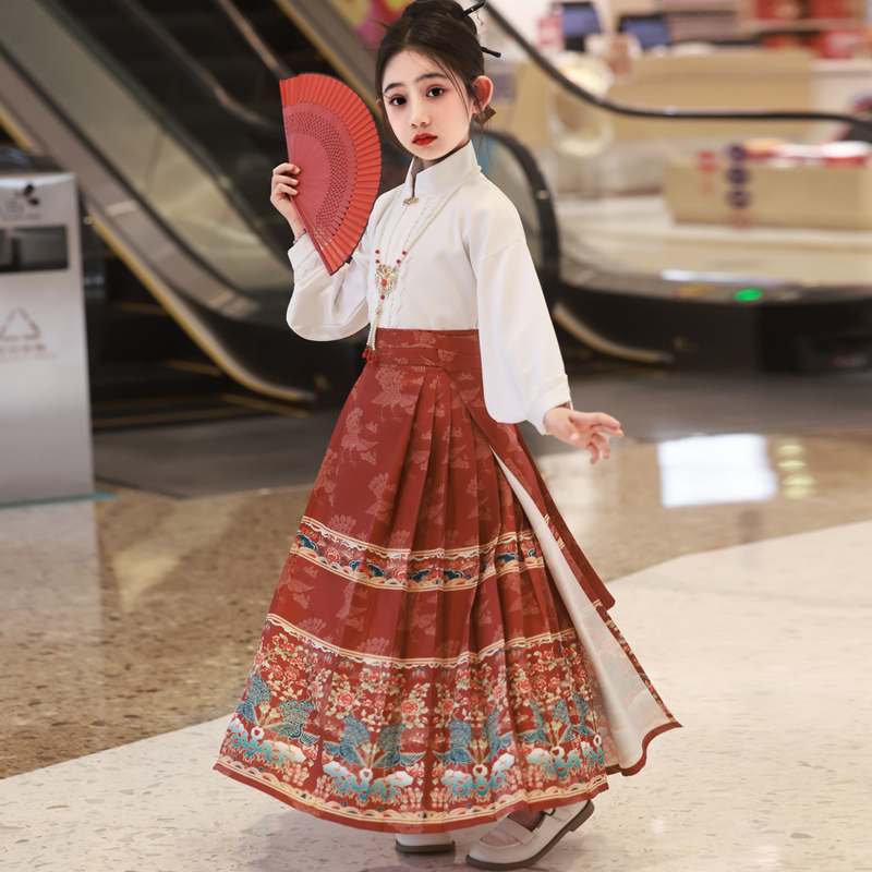 2023新款马面裙女童唐装汉服中国风儿童古装春秋季套装洋装明制