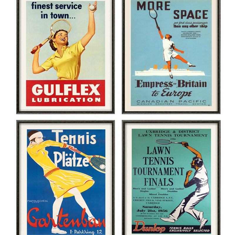 装饰有框画c现代简约酒吧咖啡厅健身会馆中心网球运动复古怀旧海