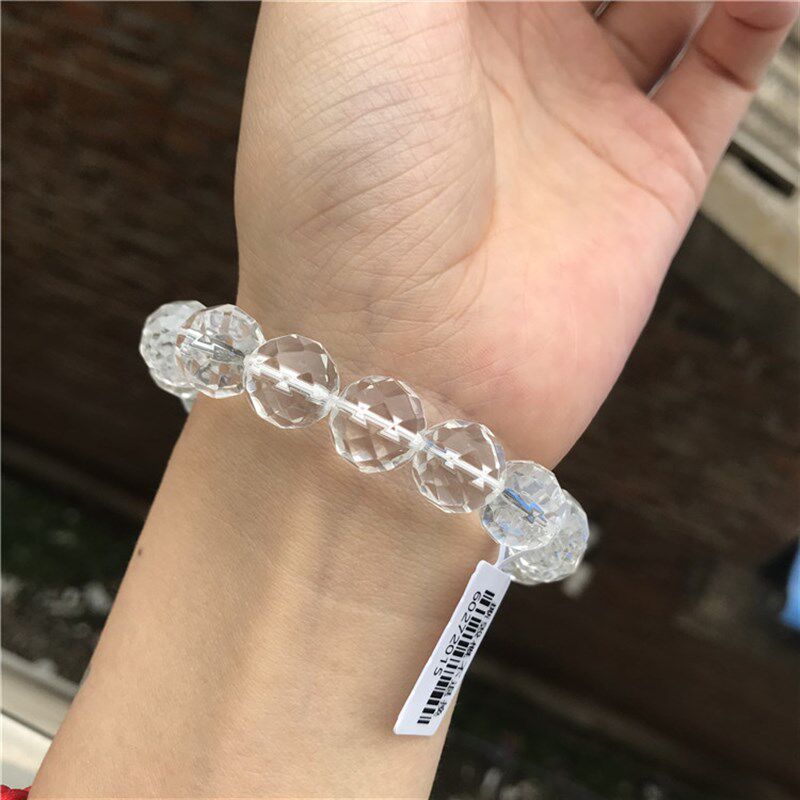 捡漏天然白水晶手链项链盘珠64面128面塔链切面单圈手串圆珠套装