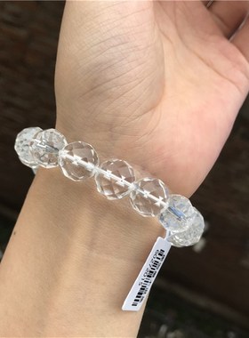 捡漏天然白水晶手链项链盘珠64面128面塔链切面单圈手串圆珠套装