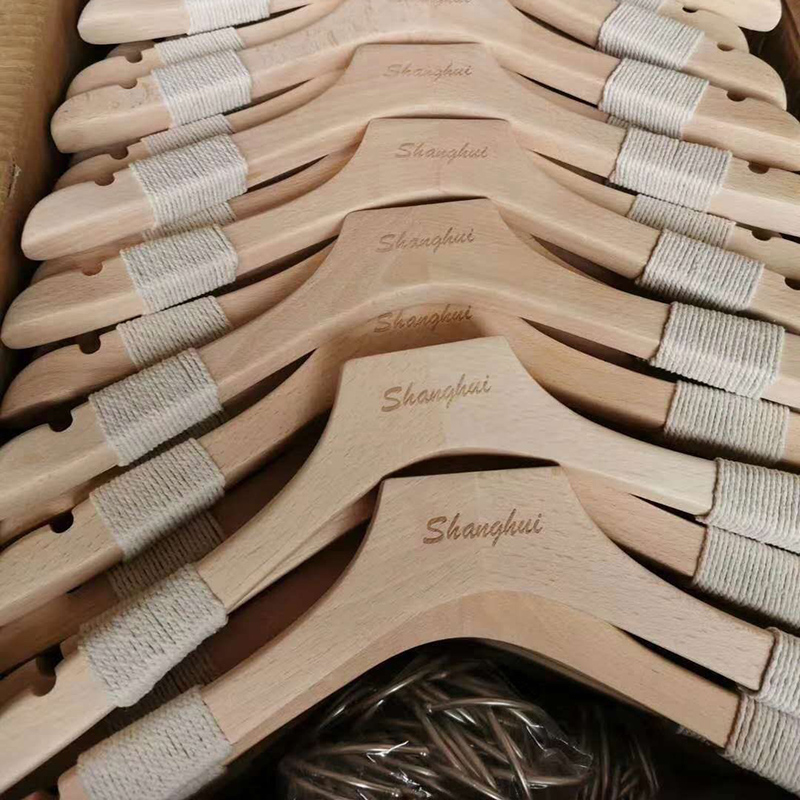 原木捆棉绳实木男女衣架服装店防滑绕绳衣撑榉木无漆家用无痕定制