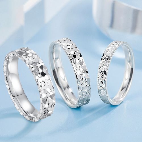 碎冰冰戒指女纯银9999小众设计轻奢高级感闭口情侣对戒送
