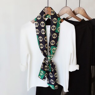 围巾飘带韩版 2020春秋新h款 薄款 饰长条小丝巾女百搭领巾夏季 纱 装