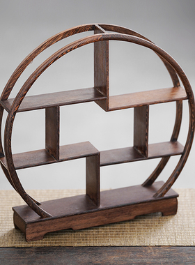 置物架实木中式小多宝阁鸡翅木博古架摆件展示架紫砂茶壶茶具架子