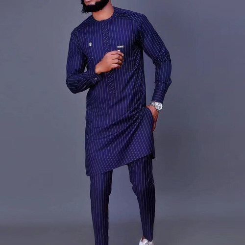 民族风长袖衬衫长裤套装男商务休闲时尚套装African Men Clothing
