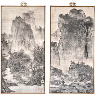 客厅装饰山水风景国画玄关竖过道壁画走廊挂画 溪山行旅图